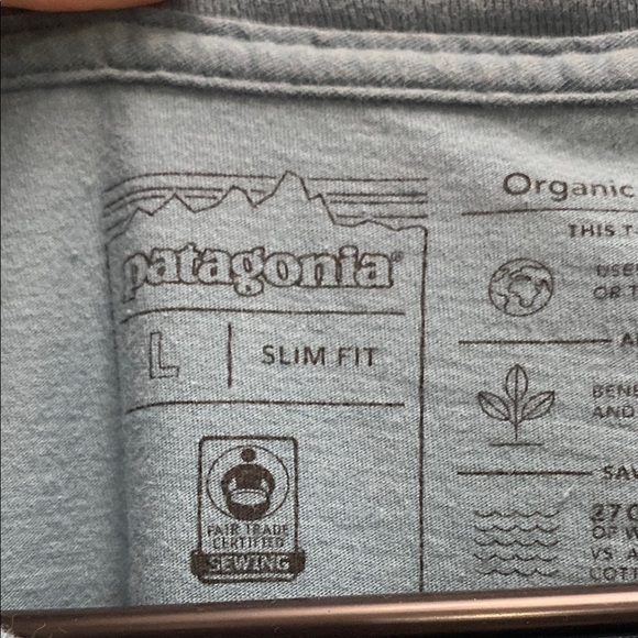 Patagonia Slim Fit Organic Cotton T-Shirt Men’s Size Large Blue L - Picture 4 of 6